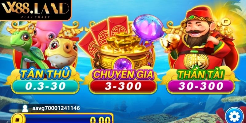 Bắn Cá Thần Tài VX88 - Trò Chơi Mang Phong Cách Á Đông 2 Phòng Đại Gia trong game